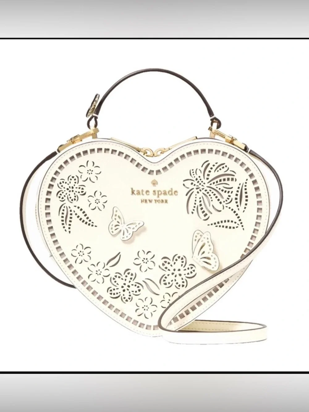Kate Spade New York Love Shack Perforated Heart Crossbody bag in color Meringue - Picture 2 of 6